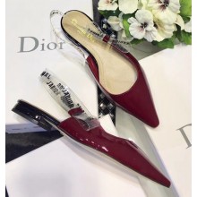 Dior J'Adior Ballet Clear Slingback Pumps Shoe in Patent Leather Burgundy 2018