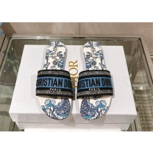 Dior Pastel Midnight Blue Multicolor Embroidered Cotton with Toile de Jouy Mexico Motif  Dway Flat Slide 2024