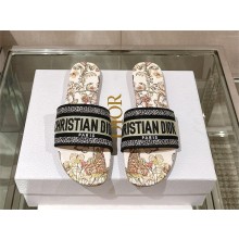 Dior Yellow Multicolor Embroidered Cotton with Toile de Jouy Mexico Motif Dway Flat Slide 2024