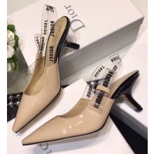 Dior Heel 6.5cm J'Adior Clear Slingback Pumps High-Heeled Shoe in Patent Leather Apricot 2018