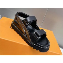 Louis Vuitton Lambskin and patent Monogram canvas Paseo Flat Comfort Sandal 2023