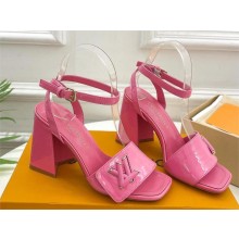 Louis Vuitton heel 8.5cm shake Sandals in glossy patent calf leather pink 2023