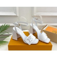 Louis Vuitton heel 8.5cm shake Sandals in glossy patent calf leather white 2023