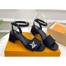 Louis Vuitton heel 5.5cm shake Sandals in satin black 2023