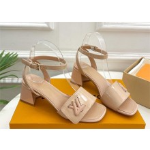 Louis Vuitton heel 5.5cm shake Sandals in glossy patent calf leather nude 2023