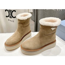 Prada Suede Platform Boots Beige 2024