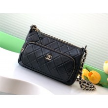 CHANEL BLACK Lambskin & Gold-Tone Metal Clutch With Chain AP4349 2025