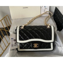 Chanel Quilted Lambskin Small Flap Bag AS4037 Black/White 2023 