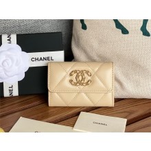 CHANEL 19 Flap Card Holder in lambskin AP1790 BEIGE 2023
