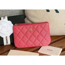 Chanel Classic Mini Pouch in Grained Shiny Calfskin A82365 fuchsia with gold hardware 2022