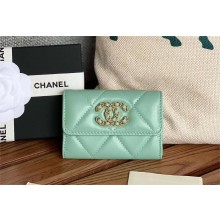 CHANEL 19 Flap Card Holder in lambskin AP1790 GREEN 2023