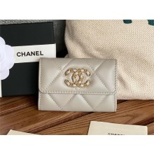 CHANEL 19 Flap Card Holder in lambskin AP1790 GRAY 2023