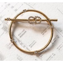 Dior D-Round CD Brooch Gold/White Crystal 2018
