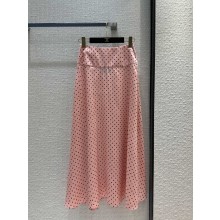 chanel Printed Silk Twill Light Pink & Black SKIRT P76759 2024