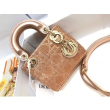 Dior Micro Lady Dior Bag with Crystal Beads and Metallic Leather Rose Gold 2022