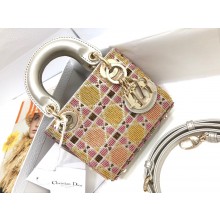 Dior Micro Lady Dior Bag with Crystal Beads and Metallic Leather Multicolor 2022