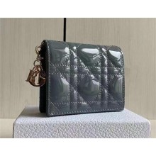 dior Blue Patent Cannage Calfskin Mini Lady Dior Wallet 