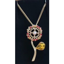 Chanel Stone Flower Pendant Necklace 2018