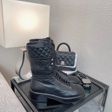 chanel black goatskin lace-up G37956 2022
