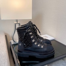 chanel black calfskin&satin lace-up G37813 2022