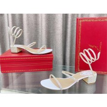 René Caovilla heel 4.5cm Cleo crystal-embellished flat sandals white 2023