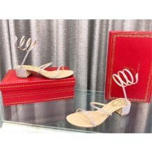 René Caovilla heel 4.5cm Cleo crystal-embellished flat sandals pink 2023