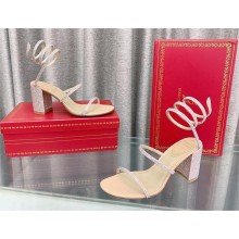 René Caovilla heel 7.5cm Cleo crystal-embellished flat sandals pink 2023