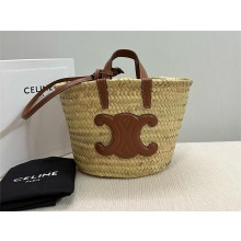 CELINE  MEDIUM CLASSIC PANIER in Palm leaves and Calfskin Tan 2024