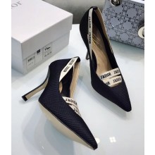 Dior Heel 9.5cm J'Adior And Double Ribbon Pumps High-Heeled Shoe Technical Fabric/Canvas Black 2018 