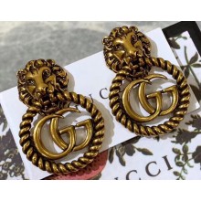 Gucci Lion Head Earrings With Double G 605857