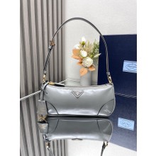 Prada Re-Edition 2002 small leather shoulder bag 1BC201 gray 2024