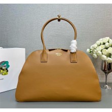 PRADA Large leather tote bag with zipper closure 1BG506 CARAMEL 2024
