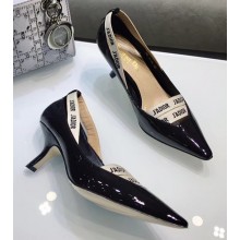 Dior Heel 6.5cm J'Adior And Double Ribbon Pumps High-Heeled Shoe Patent Leather Black 2018