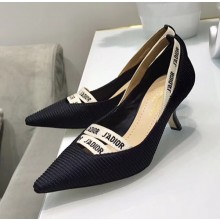 Dior Heel 6.5cm J'Adior And Double Ribbon Pumps High-Heeled Shoe Technical Fabric/Canvas Black 2018 
