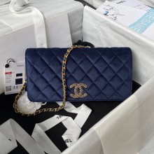 Chanel Clutch with Chain in VELVET AP3363 navy 2023