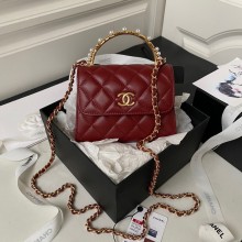 Chanel Clutch with Chain in Lambskin and Imitation Pearls AP3513 BURGUNDY 2023