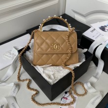 Chanel Clutch with Chain in Lambskin and Imitation Pearls AP3513 APRICOT 2023
