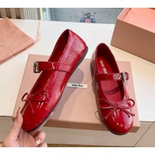 Miu Miu Naplak ballerinas with buckle and bow 5F210E red 2025