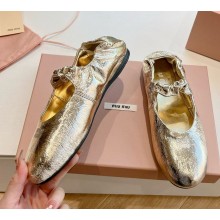Miu Miu Naplak leather ballerinas 5F340E gold 2025
