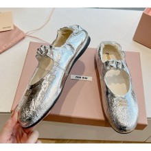 Miu Miu Naplak leather ballerinas 5F340E silver 2025