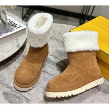 Fendi Apres Chic brown FF chamois low boots with shearling 2024