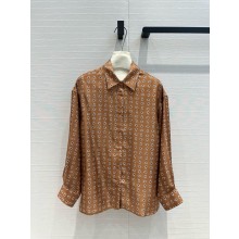 Prada Printed twill silk shirt Cork Beige 2024