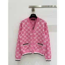 Gucci Cotton cardigan with GG intarsia 788767 pink 2024