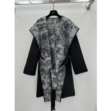 dior cashmere long wrap coat black 2024