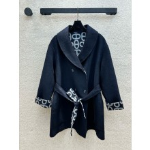 hermes cashmere wrap coat navy blue 2024
