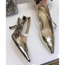Dior Heel 6.5cm Sweet-D Slingback Pumps High-Heeled Shoe Gold 2018