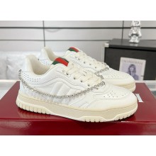 Gucci women's/Men's white Re-Web sneaker with crystal chain 2024