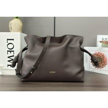 Loewe Medium Flamenco Clutch Bag in Nappa Calfskin Chocolate 