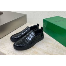 Bottega Veneta women'/men's Crocodile Low Top Sneakers in Black 2024