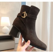Hermes  women's Jill 60 ankle boot suede leather in coffee Heel 6cm 2024